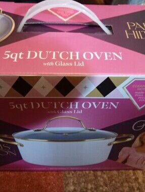 Paris Hilton 5qt White Dutch Oven with Glass Lid